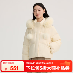 艾莱依 可拆毛领短款羽绒服