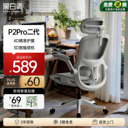 黑白调 P2 Pro二代人体工学椅 霜白 4D腰托+4D扶手 电脑椅