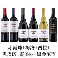 红魔鬼 赤霞珠+梅洛+西拉+黑皮诺+霞多丽+黑金浓郁葡萄酒组合750ml*6瓶