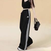 adidas 女裤2026年秋季新款运动裤三条纹宽松直筒阔腿裤时尚垂感长裤