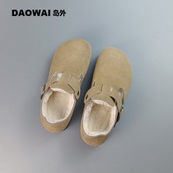 岛外 秋冬羊毛包头软木博肯鞋