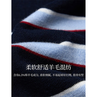 茵曼 条纹圆领针织衫 蓝红条 S 女装上衣