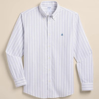 Brooks Brothers Stretch Non-Iron Cotton-Oxford Polo Button-Down, Stripe Sport Shirt