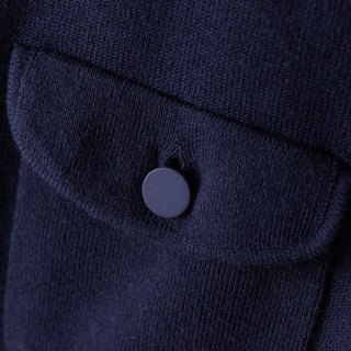 茵曼 双口袋圆领针织开衫 藏青 M 女士毛衣外套