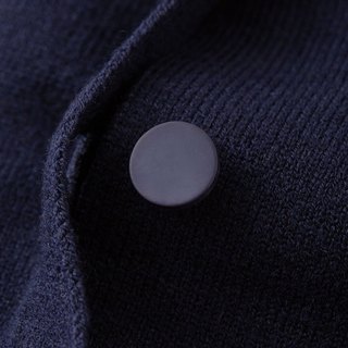 茵曼 双口袋圆领针织开衫 藏青 M 女士毛衣外套