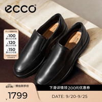 ecco 休闲皮鞋男 轻奢平底增高鞋商务休闲鞋乐福鞋 S轻巧混合520314 HL 黑色52031401001