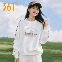 361° 361度撞色条杠运动卫衣女2026秋季新款宽松圆领长袖女装休闲上衣