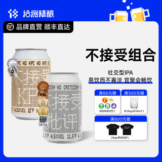 拾捌精酿 不接受批评KPI社交IPA浑浊畅饮精酿啤酒 330ml 不接受KPI 330mL 2罐