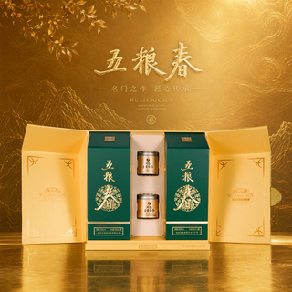 五粮液 五粮春金翠迎春酒茶礼盒 52度 550ml*2 浓香型白酒