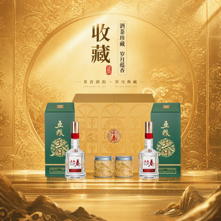 五粮液 五粮春金翠迎春酒茶礼盒 52度 550ml*2 浓香型白酒