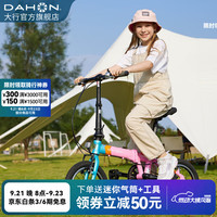 大行 儿童越龄童车14英寸铝合金男女小轮折叠自行车KAA411 梦幻粉蓝