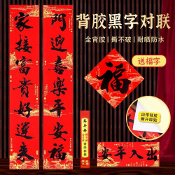年年好 2026新款全背胶对联防水耐晒对联烫金名家书法黑字春联盒装大门