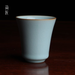 简·匠 简匠汝瓷当代天青细支闻香杯汝瓷闻香杯茶杯