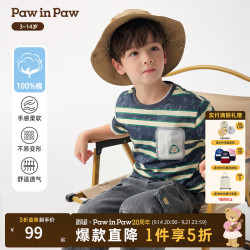 Paw in Paw PawinPaw卡通小熊童装26年春夏季新款男童短袖条纹T恤 Grey灰色/15 140