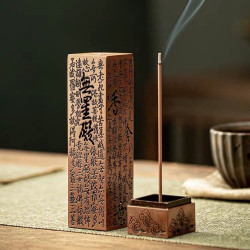 禅意铜香炉纯铜茶室插心经卧香炉沉香熏香香薰炉家用高端香座香。
