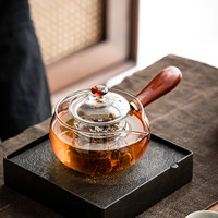 煌山玻璃把壶家用加厚大气耐高温透明茶具茶水分离泡茶高档烧水壶
