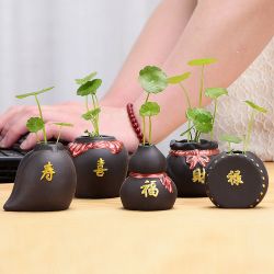 指尖小茶宠花插个性紫砂陶瓷精致茶台茶桌茶玩国潮置高级迷你花器