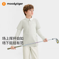 moodytiger 男童POLO衫26秋新款防晒透气运动上衣无氟拒水中大童|高尔夫生活 盐灰色 140