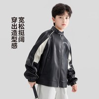 左西 男童软皮衣外套 黑色 110cm