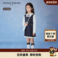 TEENIE WEENIE Kids小熊童装26年新款女童学院撞色长袖百褶连衣裙 藏青色 120 cm