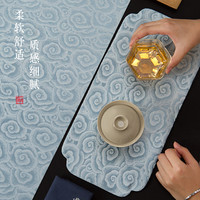 拾舍织锦祥云防水茶铺茶杯垫中式柔软桌垫棉麻布垫隔热桌布防烫小