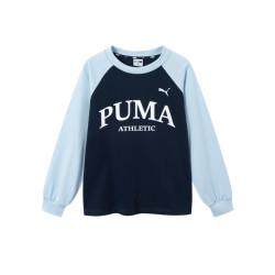 PUMA 童装新儿童长袖T恤运动风拼接插肩袖打底衫圆领
