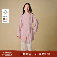 茵曼 100%绵羊毛 立领双面呢大衣