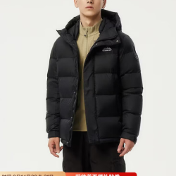 坦博尔 TAF530337D 男士短款拼接连帽羽绒服 黑色 M