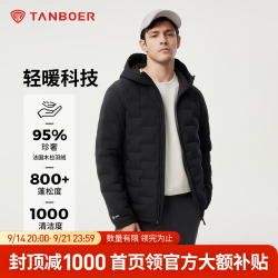 坦博尔 轻薄羽绒服男短款  黑色 XL (180)