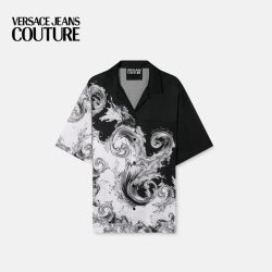 VERSACE JEANS COUTURE 男士印花斜纹粘纤衬衫