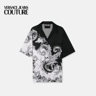 VERSACE JEANS COUTURE 男士印花斜纹粘纤衬衫