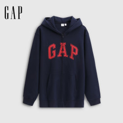 Gap 男女秋款Logo印花宽松抓绒卫衣外套