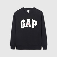 Gap 男女装秋款字母logo抓绒圆领卫衣合身上衣美版852079 灰黑色 M 美码 L亚洲码180/96A