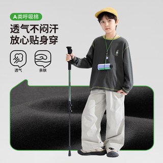 左西儿童长袖T恤男童纯棉打底衫秋装2026新款男孩大童A类山系上衣 白色 140 cm