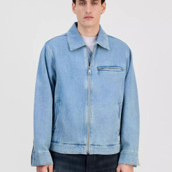 HUGO BOSS Men's Cotton Waffle Denim Zip Jacket