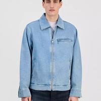Men's Cotton Waffle Denim Zip Jacket
