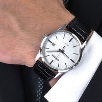 CITIZEN 男士石英手表 不锈钢圆形表盘 黑色银色