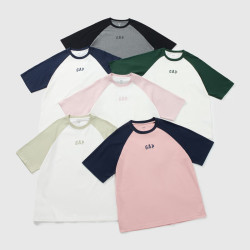 Gap 男女装秋季纯棉logo撞色插肩短袖T恤