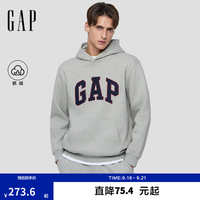 Gap 男女装秋季重磅抓绒logo宽松连帽卫衣