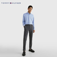TOMMY HILFIGER 珠地网眼纯棉修身长袖衬衫 蓝色 M