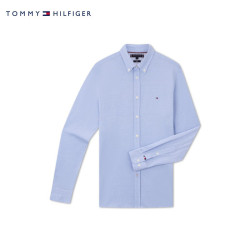 TOMMY HILFIGER 【珠地网眼】秋冬男装经典1985纯棉修身休闲长袖衬衫外套