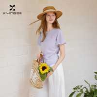 香影 紫色圆领泡泡袖t恤女2026夏秋新款立体花朵短袖掐腰棉质上衣 紫色 M 160/95-110斤/上衣51CM