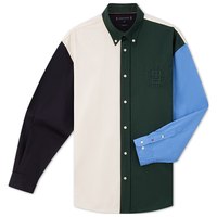 TOMMY HILFIGER24新款春季男装纯棉牛津纺拼色刺绣宽松休闲衬衫MW0MW34552 绿白蓝撞色0H7 XS
