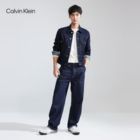 Calvin Klein Jeans【简约系列】春秋男女情侣中性ck纯棉贴袋牛仔外套40948ST 5DB-牛仔深蓝