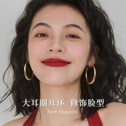 KMONADO 999纯银耳针大圆圈耳环女独特素圈大圈圈小众爆款高级感耳饰品