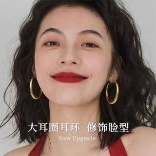 KMONADO 999纯银耳针大圆圈耳环女独特素圈大圈圈小众爆款高级感耳饰品