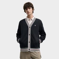 FILA 男装男式商务时尚运动外套男士舒适保暖V领日常通勤针织长袖外套