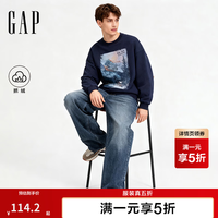 Gap 最后几小时五折冬季款北欧印花重磅抓绒宽松卫衣