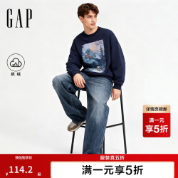 Gap 最后几小时五折冬季款北欧印花重磅抓绒宽松卫衣