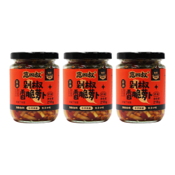 范四叔 剁椒香脆萝卜干湖南特产辣萝卜条  218g*3瓶